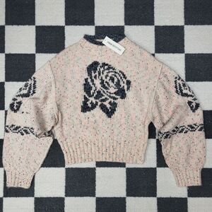 NWT Urban Outfitters Kimchi Blue cream sweater with gray rose Sz Medium